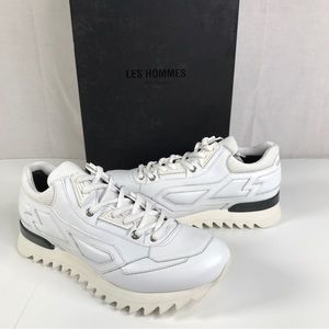 NEW Les Hommes White Leather Sneaker Shoes Size 39